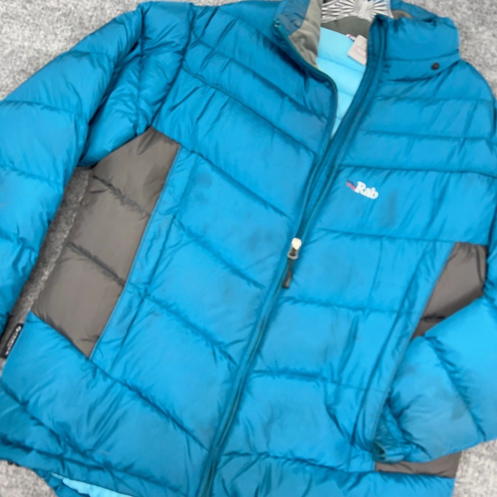Rab Jacket Womens XL Blue Gray Down Puffer Ascent Pertex Endurance *READ*